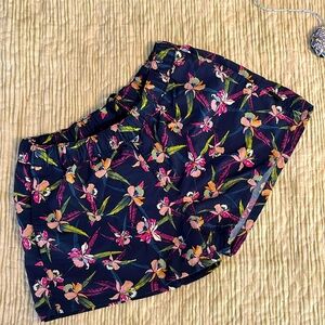 Navy floral Patagonia barely baggie shorts, size medium EUC